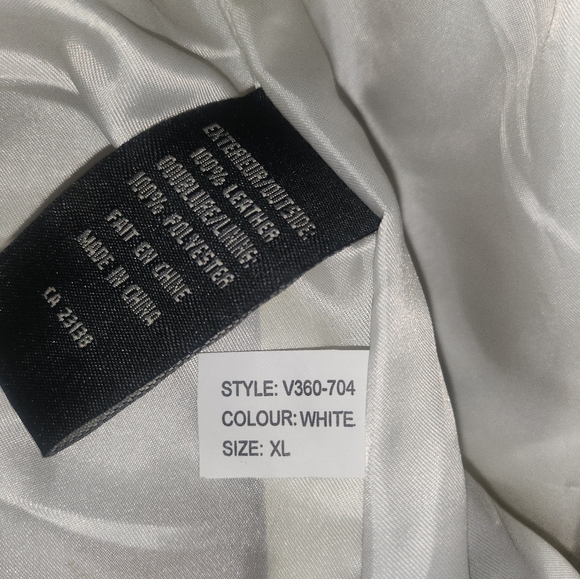 Women's XL Genuine White Leather Jacket - Picture 4 of 9